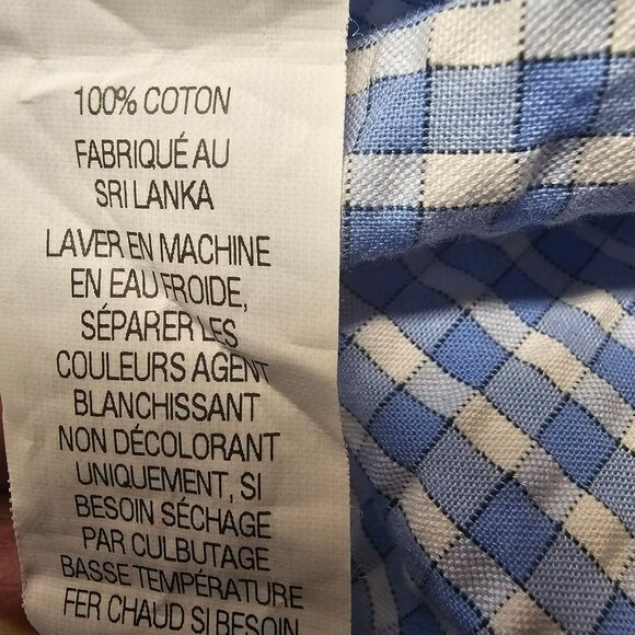 L.L. Bean Mens Blue & White Gingham Short-Sleeve Button-Up Shirt XL 100% Cotton - Picture 5 of 7